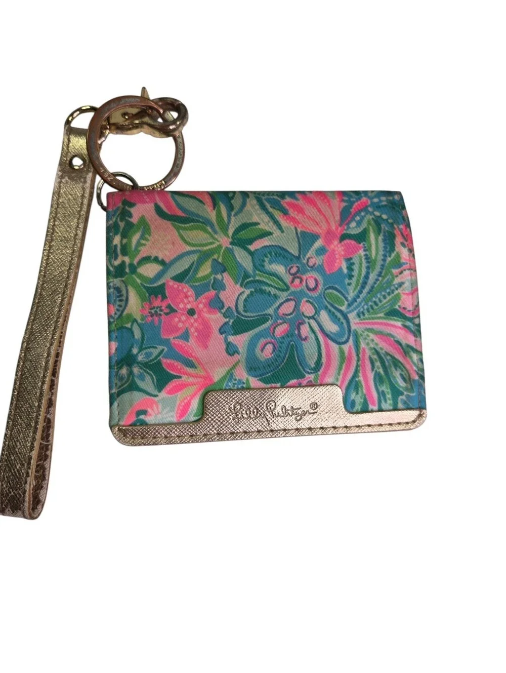 Lilly Pulitzer Snap ID Card Case Wristlet Golden Hour Print Travel Colorful